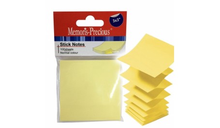 Lipnūs lapeliai Z-tipo, 76x76 mm, geltoni, 100 lapelių