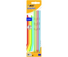 BIC Pieštukai EVOLUTION STRIPES HB, pakuotėje 4vnt, įvairių spalvų 340299