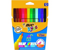 BIC Spalvoti flomasteriai KIDS VISA 12 spalvų rinkinys 002758
