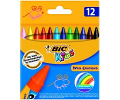 BIC Vaškinės spalvotos kreidelės WAX CRAYON 12 spalvų rinkinys 616834