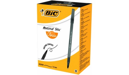BIC Tušinukas ROUND STIC 1.0 mm, juodas, pakuotėje 60 vnt 256385