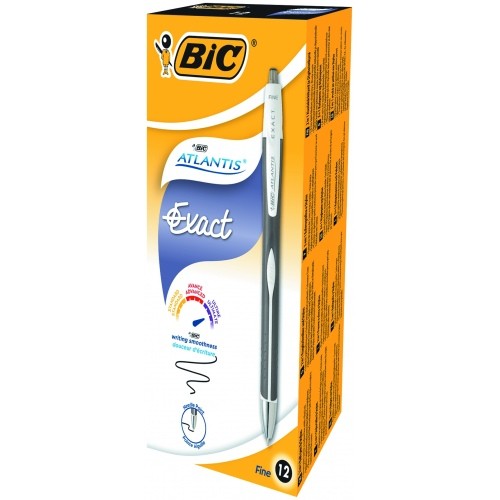 BIC Tušinukas ATLANTIS EXACT 0.3 mm, juodas, pakuotėje 12 vnt 340503