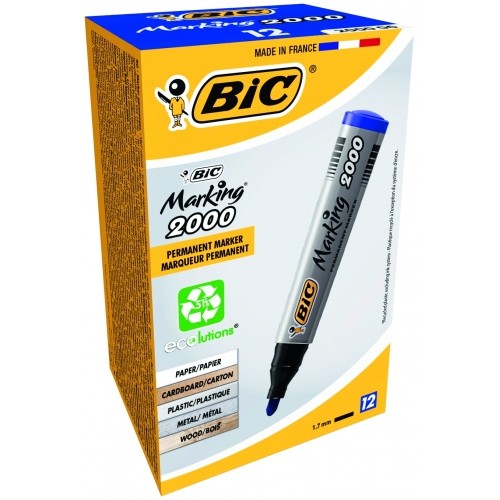BIC Permanentinis žymeklis ECO 2000 2-5 mm, mėlynas, pakuotėje 12 vnt 000064