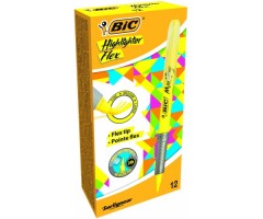 BIC Teksto žymeklis FLEX 1-4 mm, geltonas, pakuotėje 12 vnt 448919