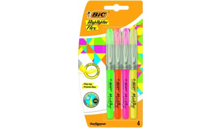 BIC Teksto žymekliai HIGHLIGHTER FLEX 1-4 mm, 4 spalvų rinkinys 448926