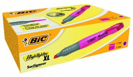 BIC Teksto žymeklis HIGLIGHTER XL 2-5 mm, rožinis, pakuotėje 10 vnt 247130