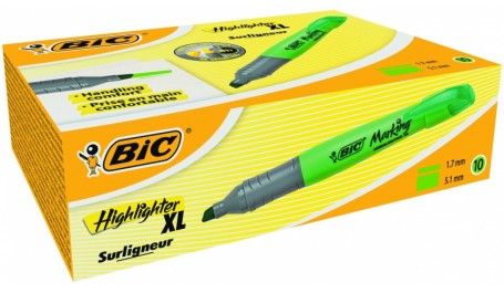 BIC Teksto žymeklis HIGLIGHTER XL 2-5 mm, žalias, pakuotėje 10 vnt 247147