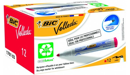 BIC Baltos lentos žymeklis VELLEDA 1701 1-5 mm, raudonas, pakuotėje 12 vnt 701030