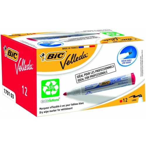 BIC Baltos lentos žymeklis VELLEDA 1701 1-5 mm, raudonas, pakuotėje 12 vnt 701030