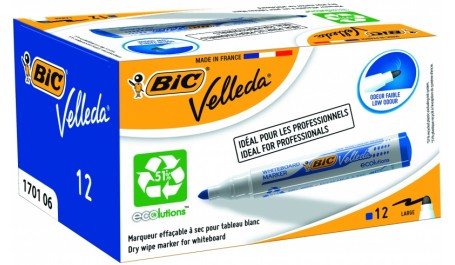 BIC Baltos lentos žymeklis VELLEDA 1701 1-5 mm, mėlynas, pakuotėje 12 vnt 701061