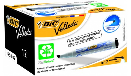 BIC Baltos lentos žymeklis BIC Baltos lentos žymeklis VELLEDA 1751 4-6 mm, juodas, pakuotėje 12 vnt