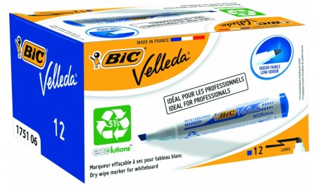 BIC Baltos lentos žymeklis VELLEDA 1751 4-6 mm, mėlynas, pakuotėje 12 vnt 751066