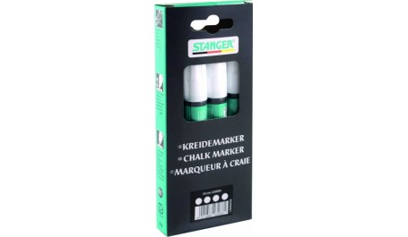 STANGER Kreidinis žymeklis, 3-5 mm, baltas, pakuotėje 4 vnt 620000