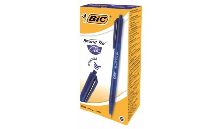 BIC Tušinukas ROUND STIC CLIC 1.0 mm, mėlynas, pakuotėje 20 vnt 379640