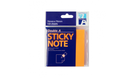 Double A Lipnūs lapeliai Neon Orange 76x76 mm, 100 lapelių