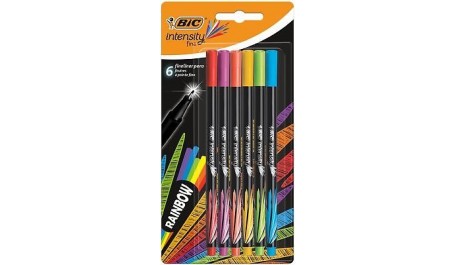 BIC Rašiklių rinkinys Fineliners INTENSITY FINE RAINBOW 0.4 mm, 6 spalvų rinkinys 498327