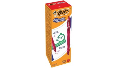 BIC Gelinis rašiklis GEL-OCITY QUICK DRY, raudonas, pakuotėje 12vnt 494671
