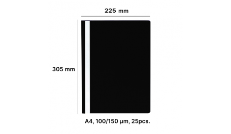 AD Class Segtuvėlis skaidriu viršeliu 100/150 juodas,pakuotėje 25vnt