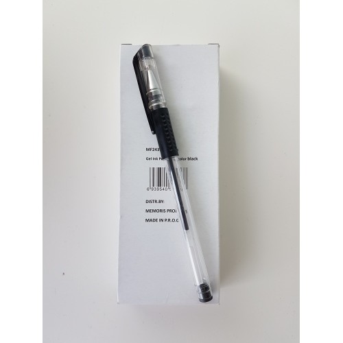 Gelinis rašiklis su kamšteliu 10 vnt, Juodas