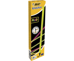 BIC Pieštukai EVOLUTION FLUO HB, pakuotėje 12 vnt, įvairių spalvų