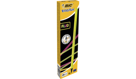 BIC Pieštukai EVOLUTION FLUO HB, pakuotėje 12 vnt, įvairių spalvų
