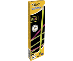 BIC Pieštukai su trintuku EVOLUTION FLUO HB, pakuotėje 12 vnt, įvairių spalvų