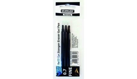 STANGER Gelinė šerdelė rašikliui Eraser 0.7 mm, juodas, pakuotėje 3 vnt 18000300080