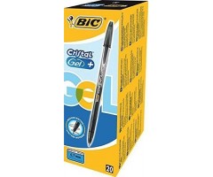 BIC Gelinis rašiklis CRISTALGEL 0.7 mm, juodas, pakuotėje 20 vnt 721286