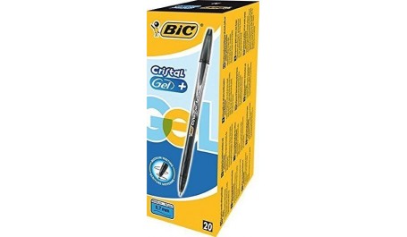 BIC Gelinis rašiklis CRISTALGEL 0.7 mm, juodas, pakuotėje 20 vnt 721286