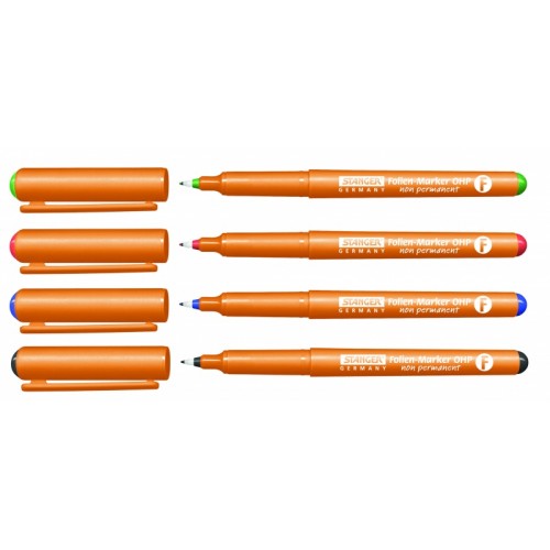 STANGER Žymekliai skaidrėms 0.4 mm, 4 spalvų rinkinys 710049