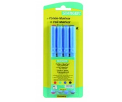 STANGER Permanentiniai žymekliai skaidrėms 1 mm, 4 spalvų rinkinys 710024
