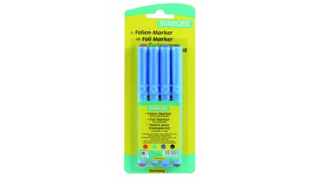 STANGER Permanentiniai žymekliai skaidrėms 1 mm, 4 spalvų rinkinys 710024