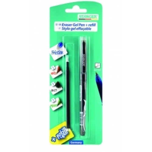 STANGER Gelinis rašiklis su trintuku Eraser  0.7 mm, juodas + 1 šerdelė