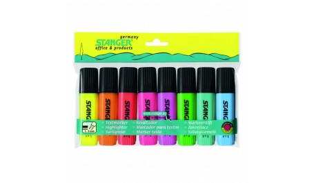 STANGER Teksto žymekliai 1-5 mm, 8 spalvų rinkinys 033347