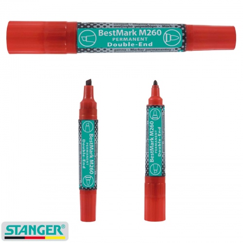 STANGER Permanentiniai žymekliai M260 Best Mark 1-4mm, dvigubas raudonas, 8vnt./pak.