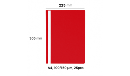 AD Class Segtuvėlis skaidriu viršeliu 100/150 Raudonas, pakuotėje 25vnt