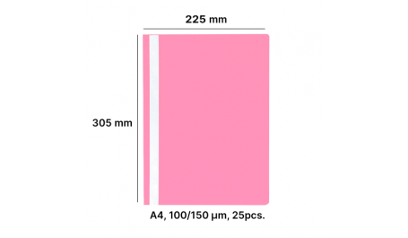 AD Class Segtuvėlis skaidriu viršeliu 100/150 rožinis, pakuotėje 25vnt
