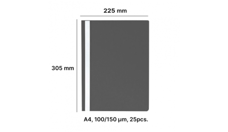 AD Class Segtuvėlis skaidriu viršeliu 100/150 pilka, pakuotėje 25vnt