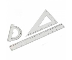 Liniuočių rinkinys 3vnt. (matlankis, trikampis, liniuotė 30cm)