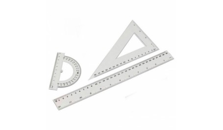 Liniuočių rinkinys 3vnt. (matlankis, trikampis, liniuotė 30cm)