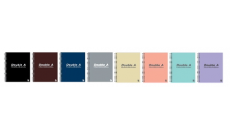 Double A bloknotas su spirale šone, linijomis, plastikiniu viršeliu WBN, A5 formato, 70 gsm, 100 lap