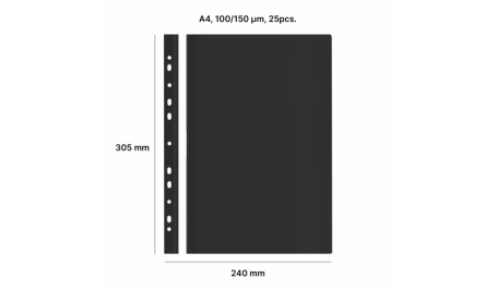 Segtuvelis skaidriu viršeliu ir perforacija AD Class  100/150 Juodas 25 vnt./pak.