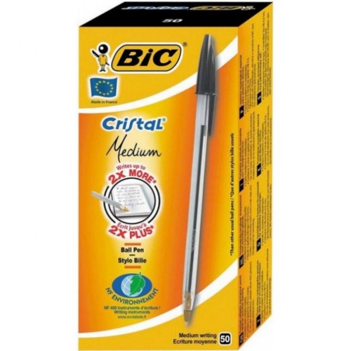 Bic Tušinukas CRISTAL 1.0 mm, Juodas, pakuotėje 50 vnt 847897
