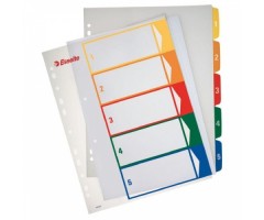 Skiriamieji lapai Esselte Project, A4, 1-10 spalvos, plastikiniai  0807-118