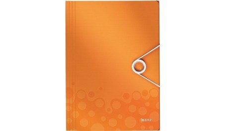 Aplankas su gumele Leitz WOW, A4, plastikinis, oranžinis  0816-116