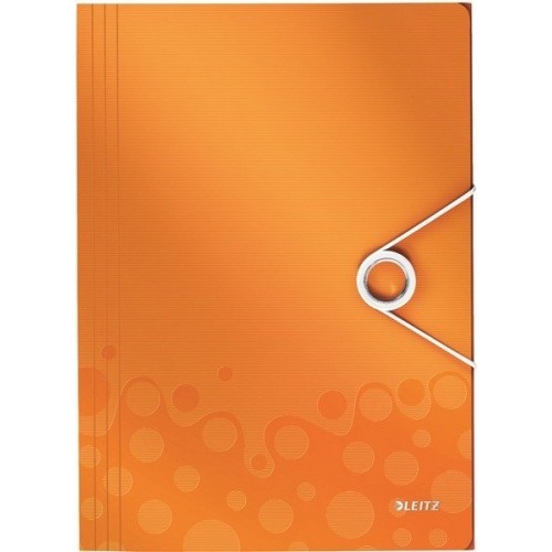 Aplankas su gumele Leitz WOW, A4, plastikinis, oranžinis  0816-116