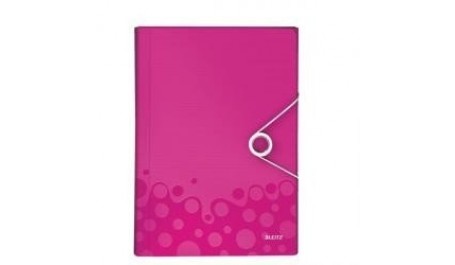 Aplankas-kartoteka su gumele Leitz WOW, A4, plastikinis, rožinis, 6 skyrių  0816-102