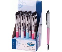 Tušinukas automatinis Crystal, mėlynas tušas, įvairių spalvų korpusas, metalinis, pasukamas  1203-45