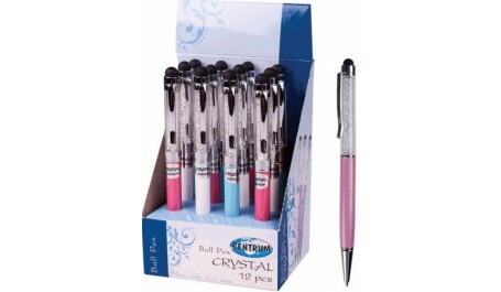 Tušinukas automatinis Crystal, mėlynas tušas, įvairių spalvų korpusas, metalinis, pasukamas  1203-45