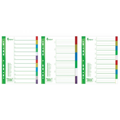 Skiriamieji lapai Forpus, A4, 1-5 spalvos, plastikiniai  0807-010